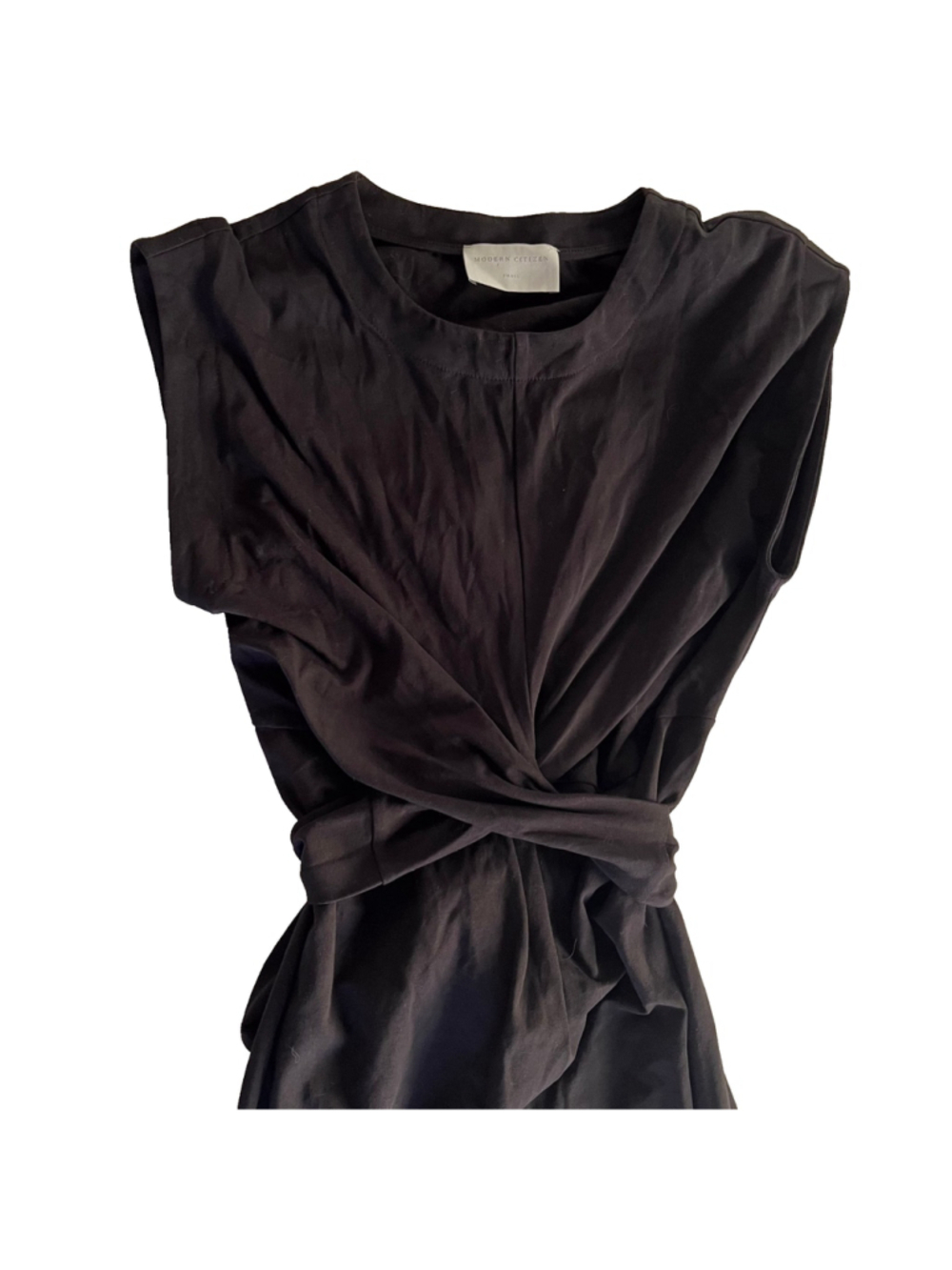Modern Citizen Black Fei Tie Front Dress Sz S Black Organic Cotton Midi Capsule - Picture 5 of 12